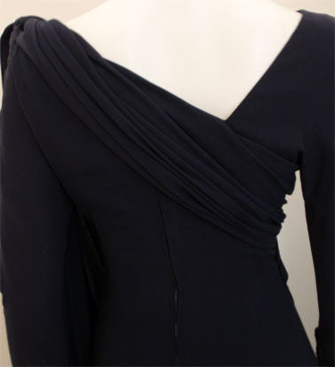 Christian Dior Haute Couture Navy Blue Drape Gown, Circa 1988 4