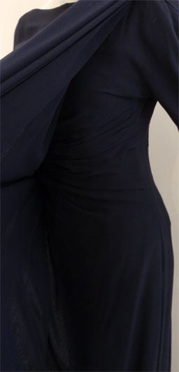 Christian Dior Haute Couture Navy Blue Drape Gown, Circa 1988 3
