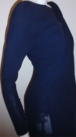 Christian Dior Haute Couture Navy Blue Drape Gown, Circa 1988 2