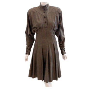 Fendi 365 Dark Green and Gold Day Dress, Circa 1980