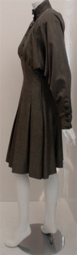 Women's Fendi 365 Dark Green and Gold Day Dress, Circa 1980