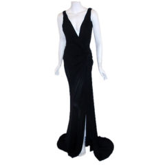 Gianni Versace Couture Long Black Evening Gown, Circa 2000
