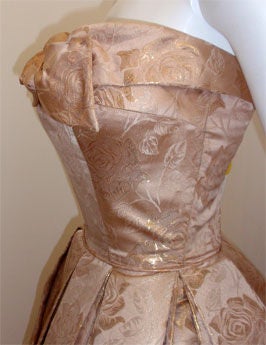 Don Loper Gold Floral Print Ball Gown, Circa 1950 2