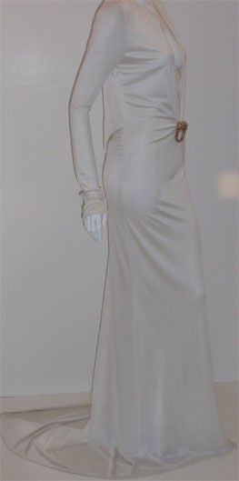 Gucci White Jersey Gown with Gold and Rhinestone, Circa 2000 1