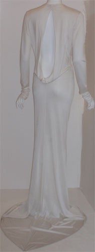 Gucci White Jersey Gown with Gold and Rhinestone, Circa 2000 2