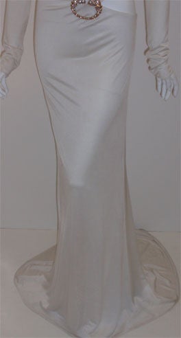 Gucci White Jersey Gown with Gold and Rhinestone, Circa 2000 4