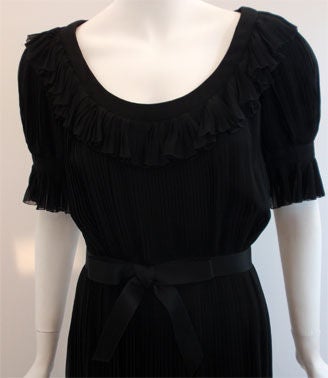 Black Christian Dior Haute Couture Pleated Chiffon Gown, Betsy Bloomingdale 1974 For Sale