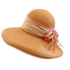 Christian Dior Chapeaux Straw Hat with Colored Ribbons