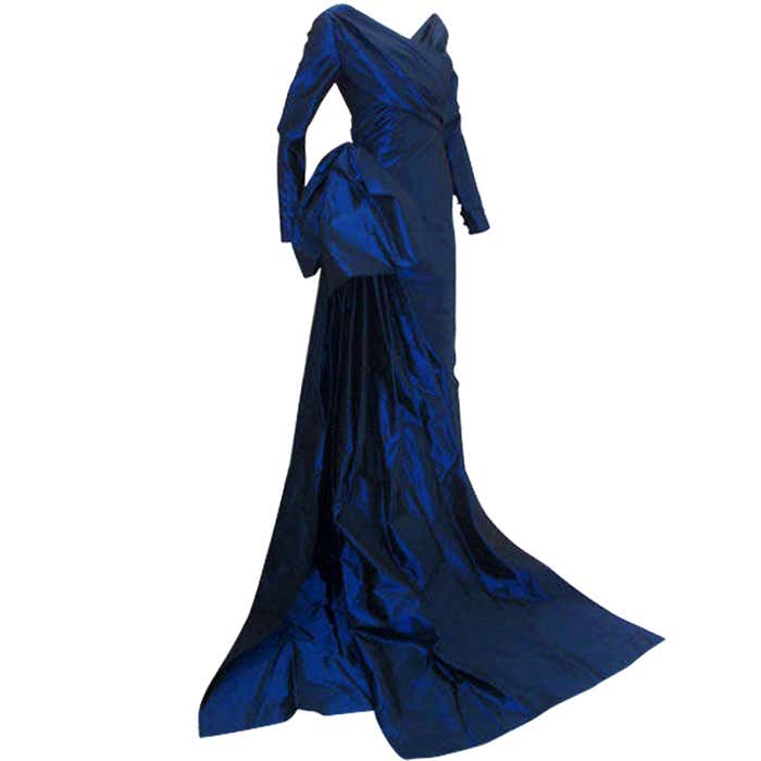 Christian Dior Haute Couture Long Blue Gown Provenance Betsy ...