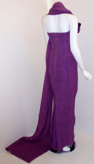 Christian Dior Haute Couture Purple Crinkle Chiffon Gown Betsy Bloomingdale 1988 In Excellent Condition In Los Angeles, CA