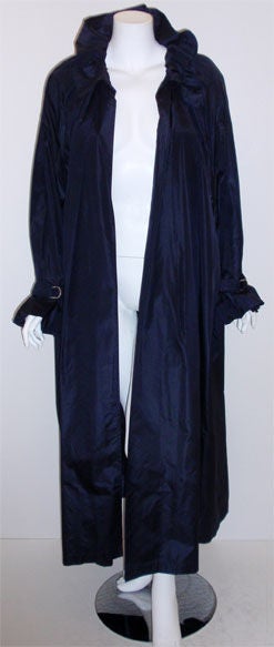 Christian Dior Navy Blue Silk Raincoat, Circa 1980 at 1stdibs