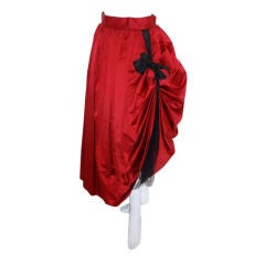 Dolce & Gabbana Full Red Satin Skirt with Black Bow, Circa 2000