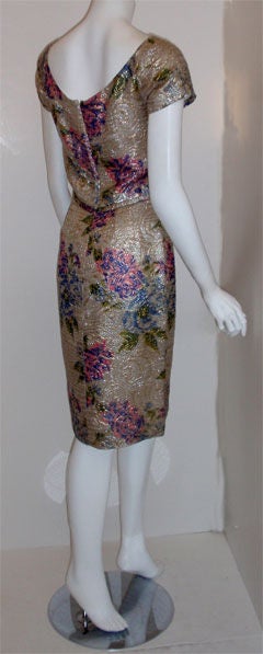 De las mujeres Vestido de cóctel de brocado floral Ceil Chapman, circa 1950 en venta