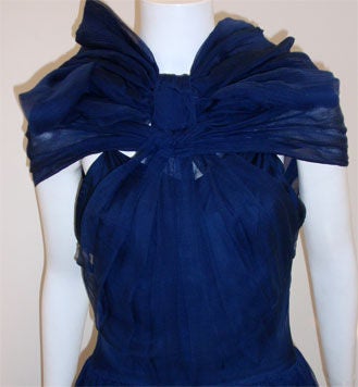 Women's CHRISTIAN DIOR New York Circa 1950 Navy Blue Chiffon Gown 
