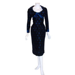 Ceil Chapman Black and Blue Silk Cocktail Dress, Circa 1960 7