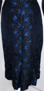 Ceil Chapman Black and Blue Silk Cocktail Dress, Circa 1960 For Sale 6