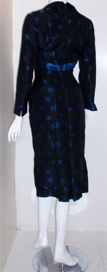 Ceil Chapman Black and Blue Silk Cocktail Dress, Circa 1960 For Sale 2