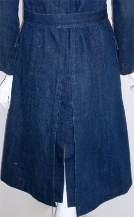 Galanos Blue Denim Trench Coat with a Sable Fur Collar, Circa 1980 5