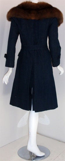 Galanos Blue Denim Trench Coat with a Sable Fur Collar, Circa 1980 1