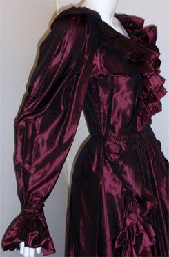 Yves Saint Laurent Purple Iridescent Silk Taffeta Gown, Circa 1970's For Sale 1