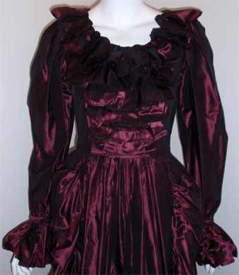 Women's Yves Saint Laurent Purple Iridescent Silk Taffeta Gown, Circa 1970's For Sale
