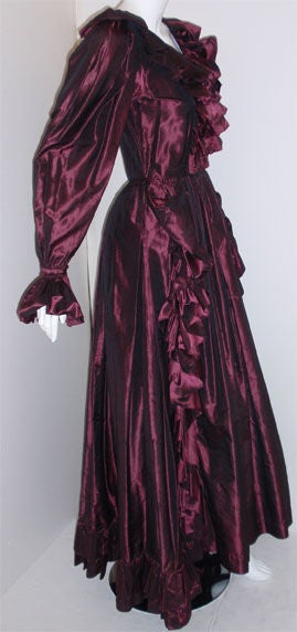 Black Yves Saint Laurent Purple Iridescent Silk Taffeta Gown, Circa 1970's For Sale