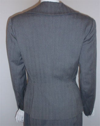 Madame Gres 2pc Gray Herringbone Jacket and Dress, Circa 1950 1