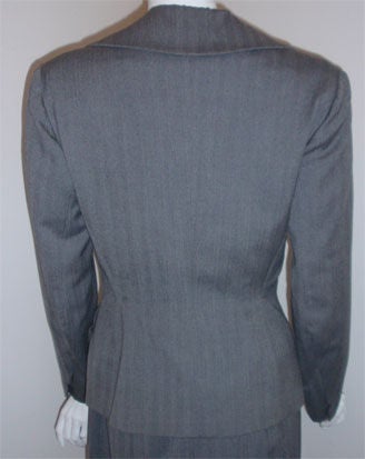 Madame Gres 2pc Gray Herringbone Jacket and Dress, Circa 1950 For Sale 1