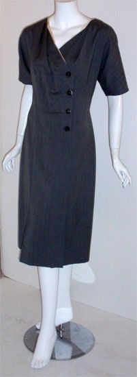 Madame Gres 2 Stück Gray Fischgrät-Jacke und Kleid, ca. 1950 Damen im Angebot