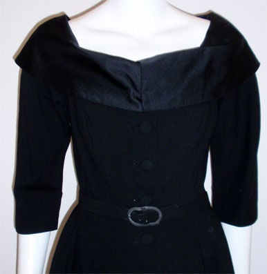 Don Loper Black Wool Cocktail Dress, Circa 1950 3