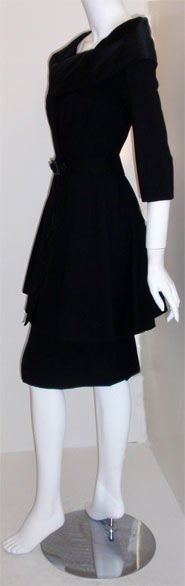 Don Loper Black Wool Cocktail Dress, Circa 1950 1