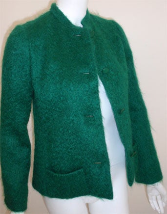 Christian Dior Haute Couture Green Wool Jacket, Circa 1973 2