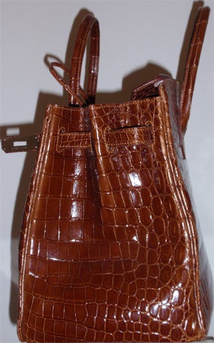 Hermes Brown Birkin Crocodile Handbag, 2008 L Series 3