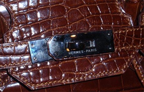 Hermes Brown Birkin Crocodile Handbag, 2008 L Series 2