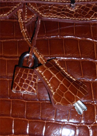 Hermes Brown Birkin Crocodile Handbag, 2008 L Series 7