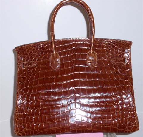 Hermes Brown Birkin Crocodile Handbag, 2008 L Series 5