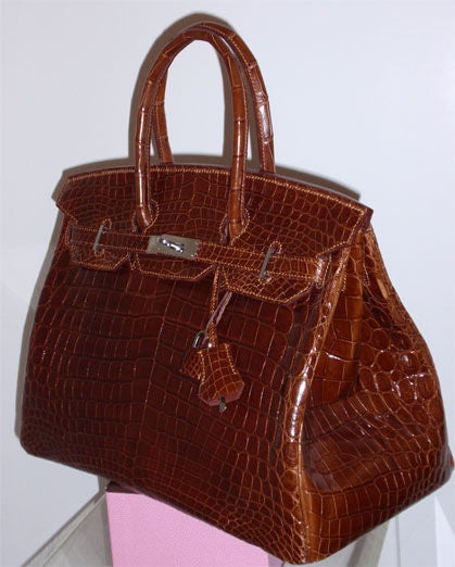 Women's Hermes Brown Birkin Crocodile Handbag, 2008 L Series