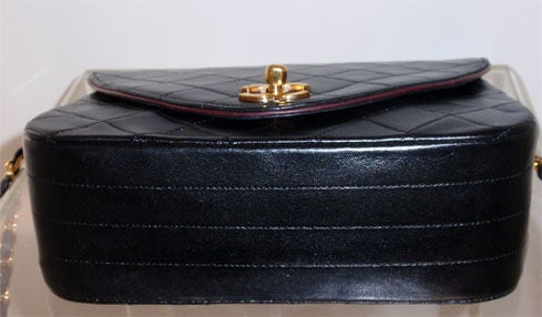 Chanel Black Leather Quilted Handbag, Circa 1980's 2