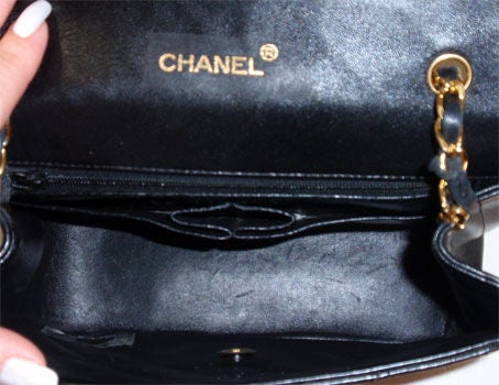 Chanel Black Leather Quilted Handbag, Circa 1980's 5