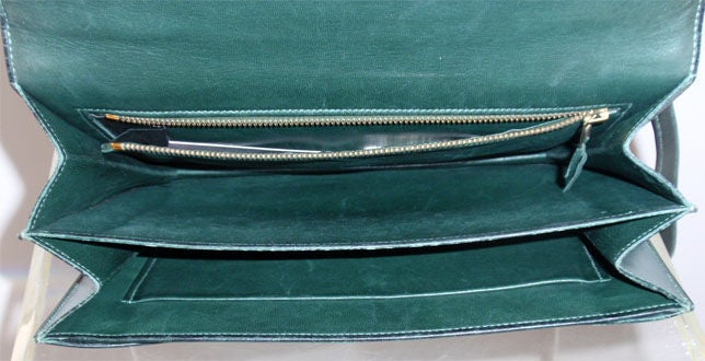 Hermes Vintage Hunter Green Square Handbag, Circa 1970 7