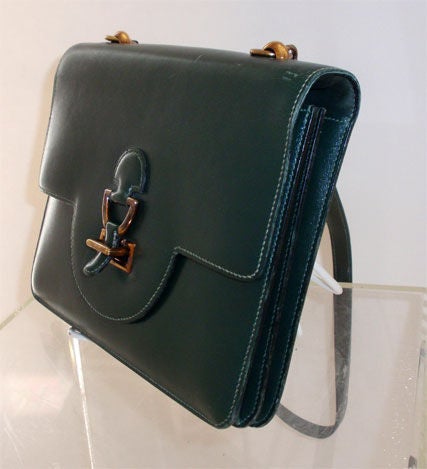 Hermes Vintage Hunter Green Square Handbag, Circa 1970 1