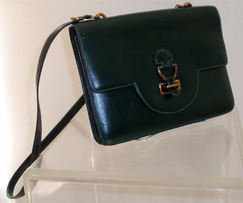 Hermes Vintage Hunter Green Square Handbag, Circa 1970 2