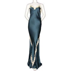 Vintage CHLOE Dark Teal Lingere Inspired Full Length Gown