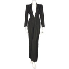 Vintage Givenchy Couture Low Cut Tuxedo Jumpsuit