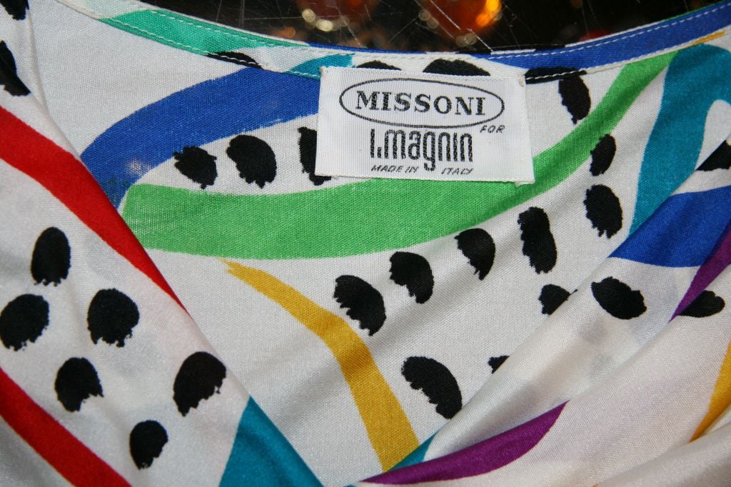 Beige MISSONI Abstract Silk Jersey Sheath Dress For Sale