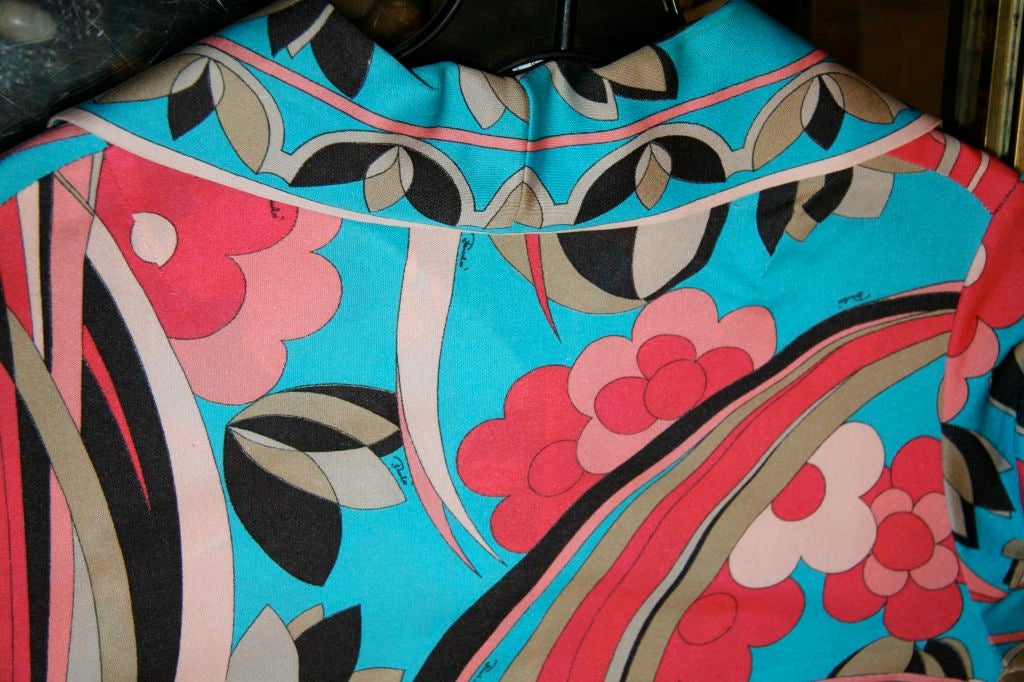 Pucci 1960s Silk Jersey Geometric Floral Dress For Sale 3