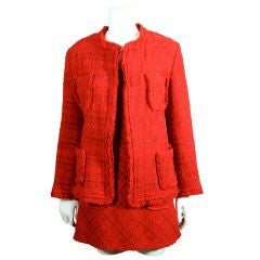 Vintage Junya Watanabe for Comme des Garçon Red Tweed Chanel-Style Suit