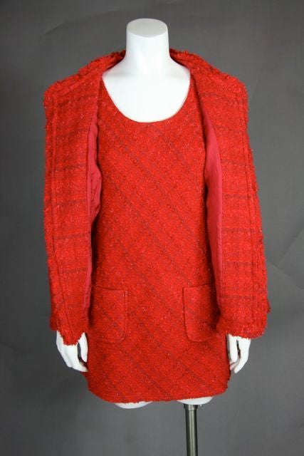 Junya Watanabe for Comme des Garçon Red Tweed Chanel-Style Suit For Sale 2