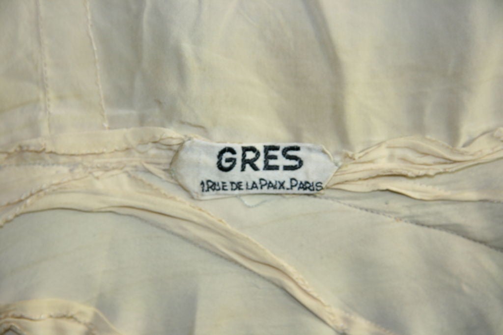 Madame Grès 1940s Pastel Print Wool Challis Dress For Sale 4