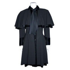 Ungaro Couture Black Coat w/Cape and Scarf-velvet detail
